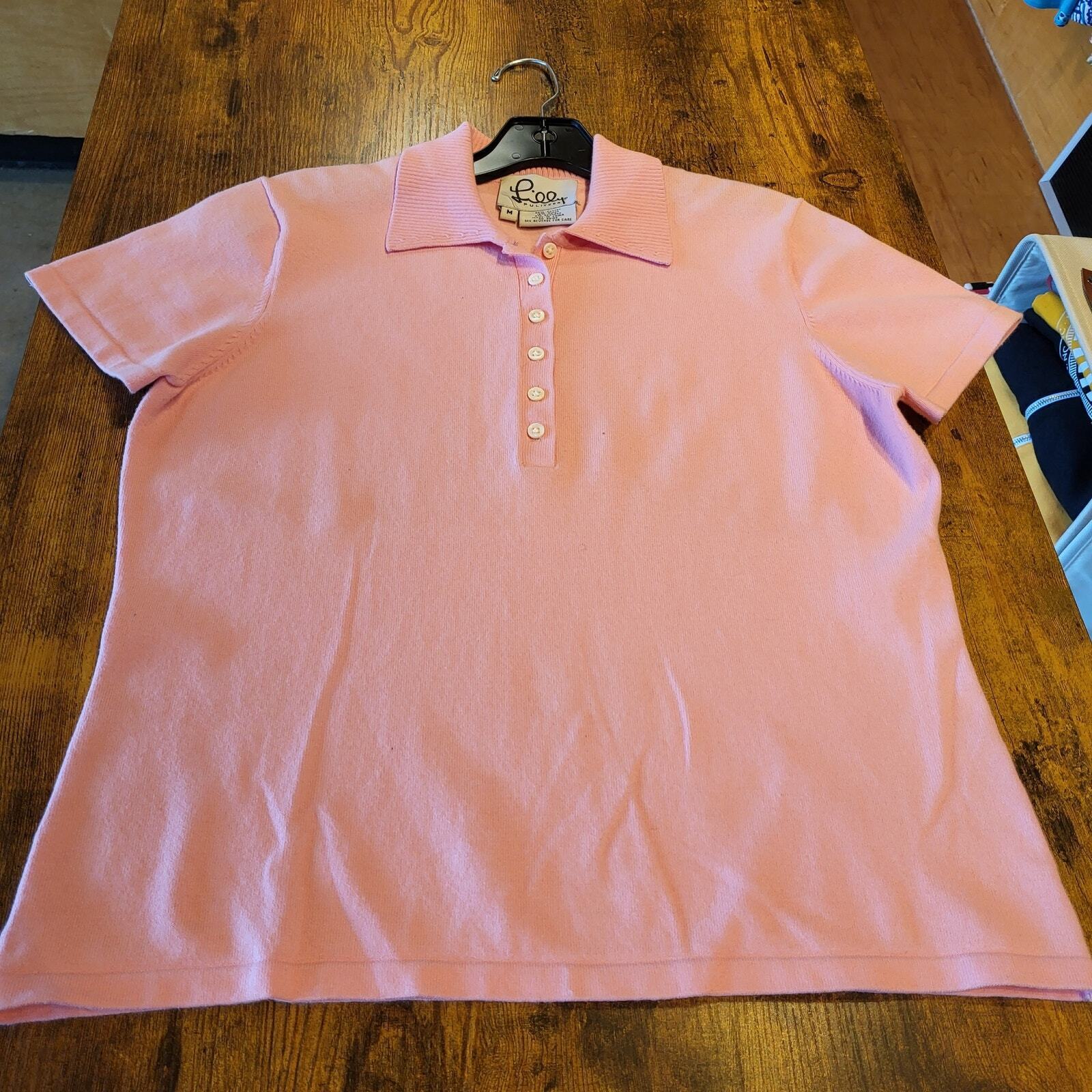 Lilly Pulitzer Pink Cotton Golf Polo Size Medium Collared Stretch Button 19" P2P