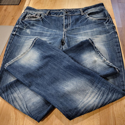Vintage Dollhouse Jeans 40" Waist Ripped Crotch Damaged Y2K Craft