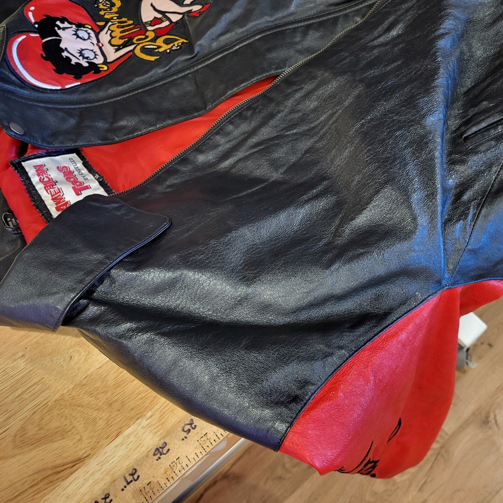 Betty Boop American Toons Vintage Leather 90's Bomber Jacket XL