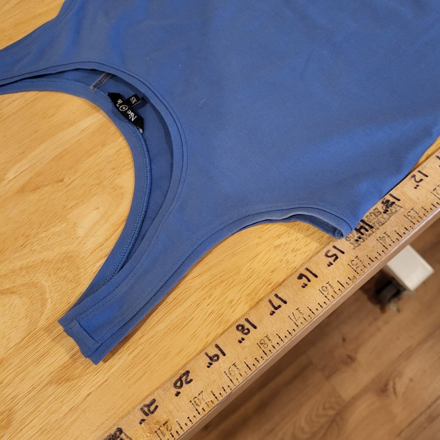 Nic+Zoe Blue Cotton Tank Top Stretch Knit cotton/spandex 14" p2p 21" long