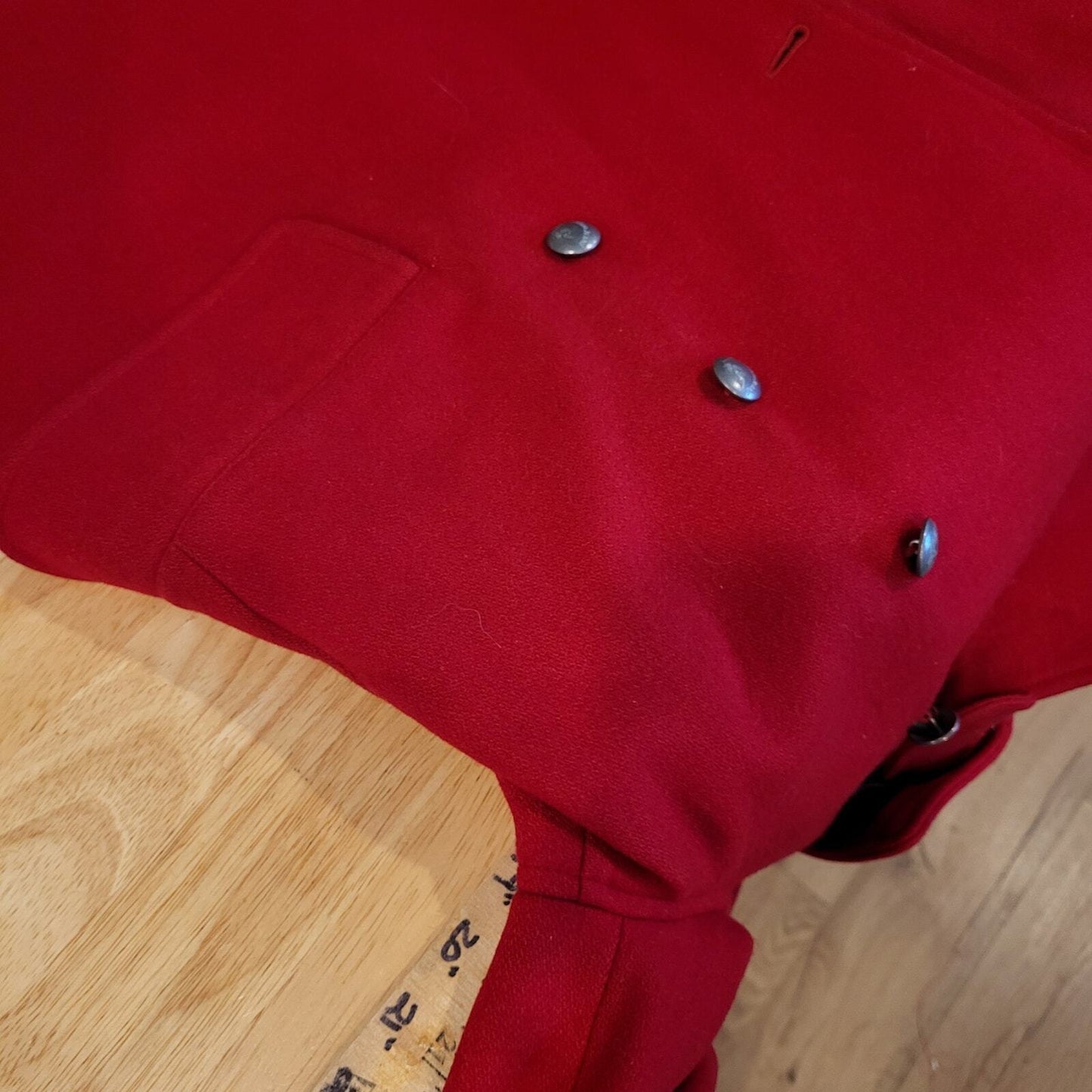 Armani Jeans Vintage Wool Viscose Blend Pea Coat Contrast Lining High Neck