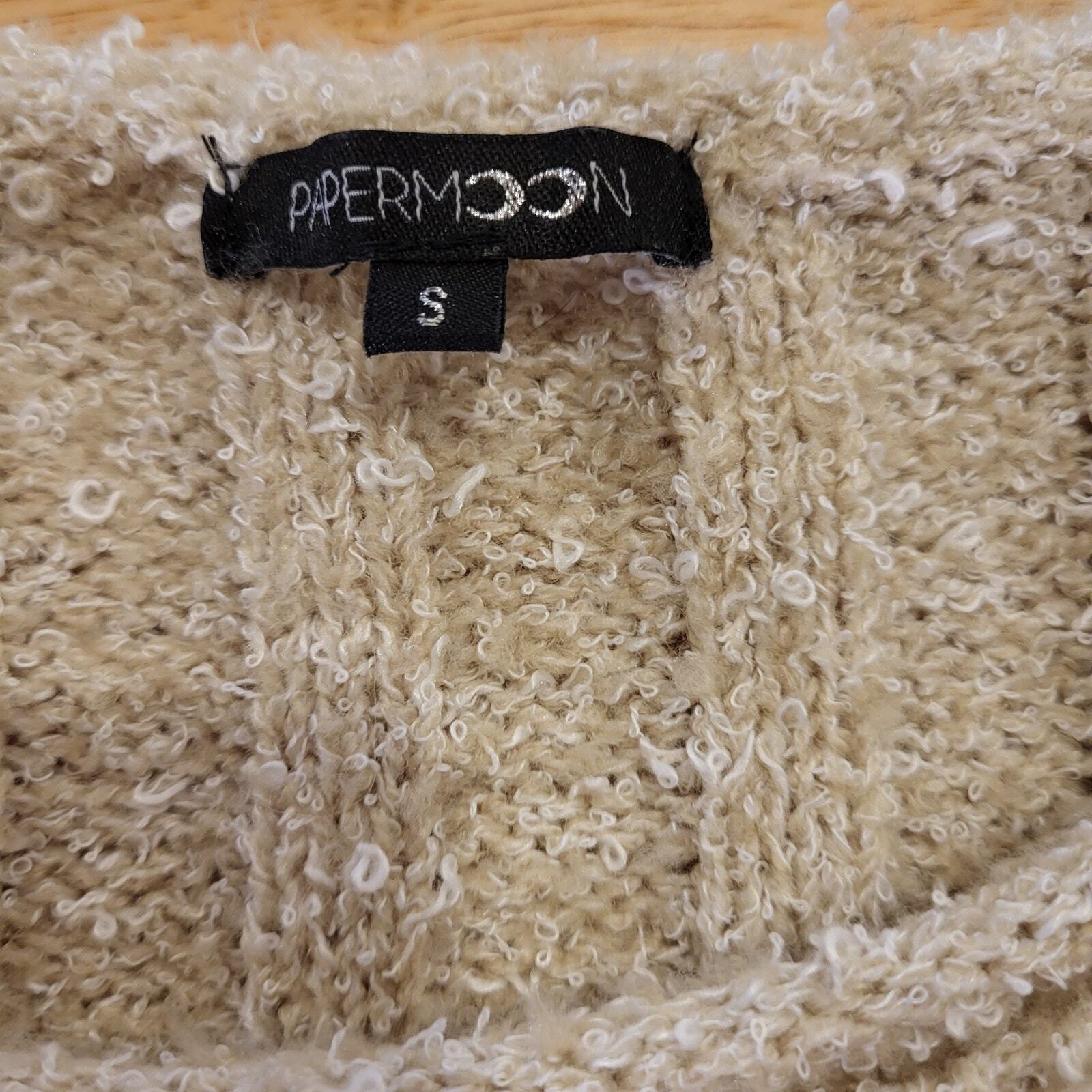 Beige Slouchy Boxy Knit Paper Moon Cropped Sweater Ballet Core Small 25" P2P