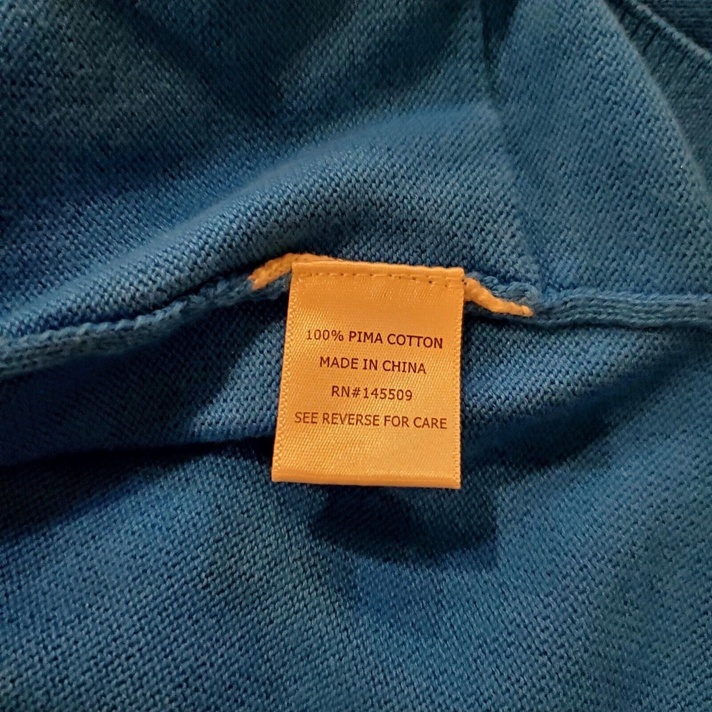 100% Pima Cotton Sweater Blue  With White Stripes Ten-0h-8 Large Crew Neck Knit