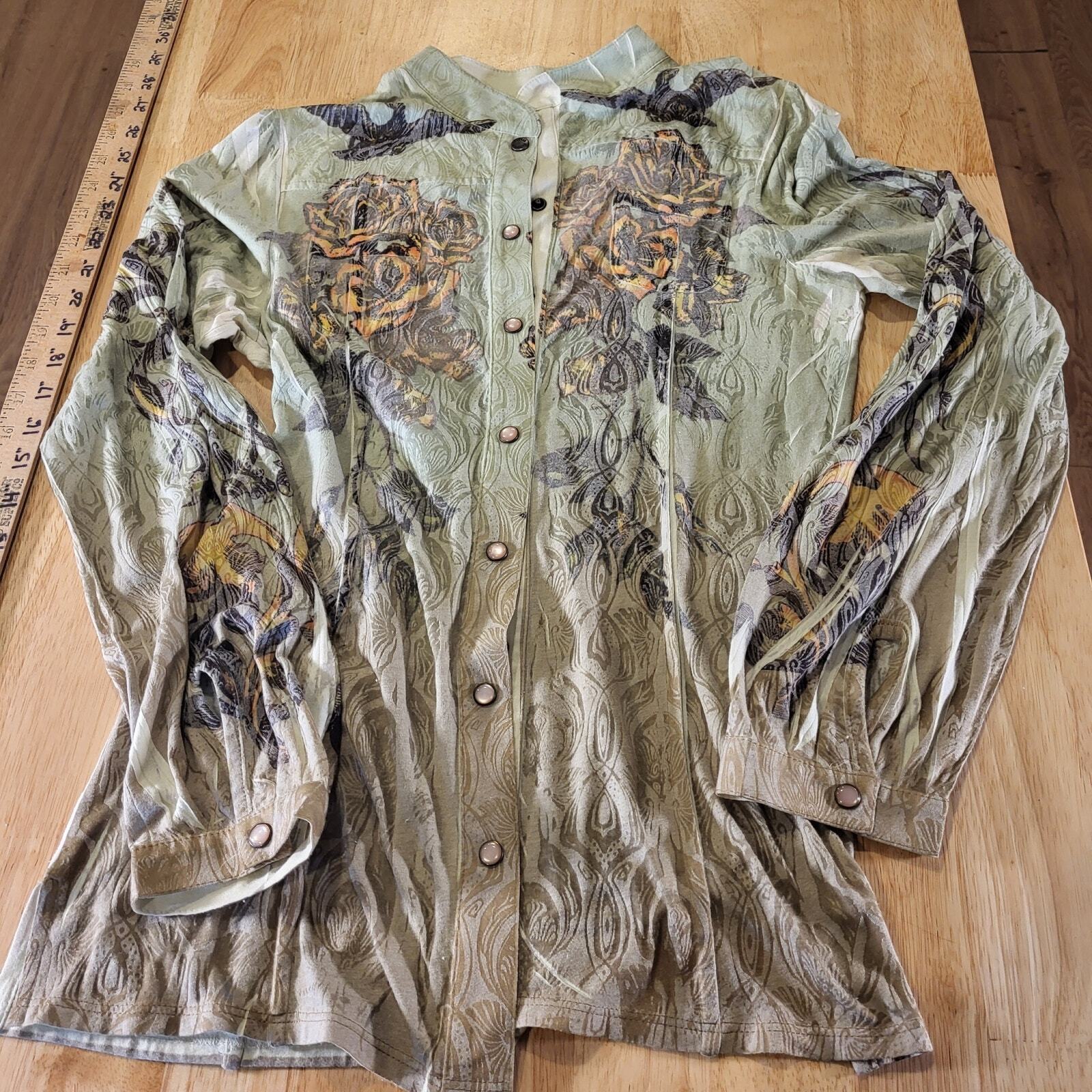 Butterfly Dropout Vintage Burnout Jersey Button Down Collared y2k Roses Birds 