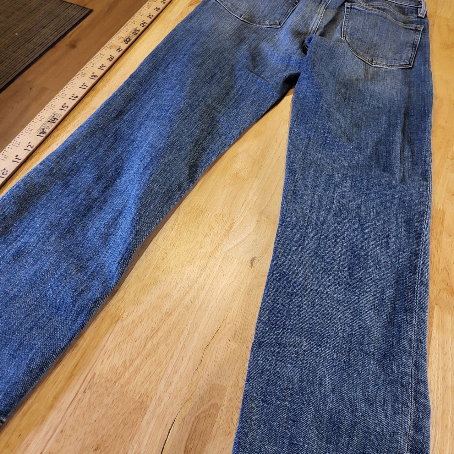 Frame Le Nouveau Straight 25 Front Slit Distressed Hem Denim Jeans USA