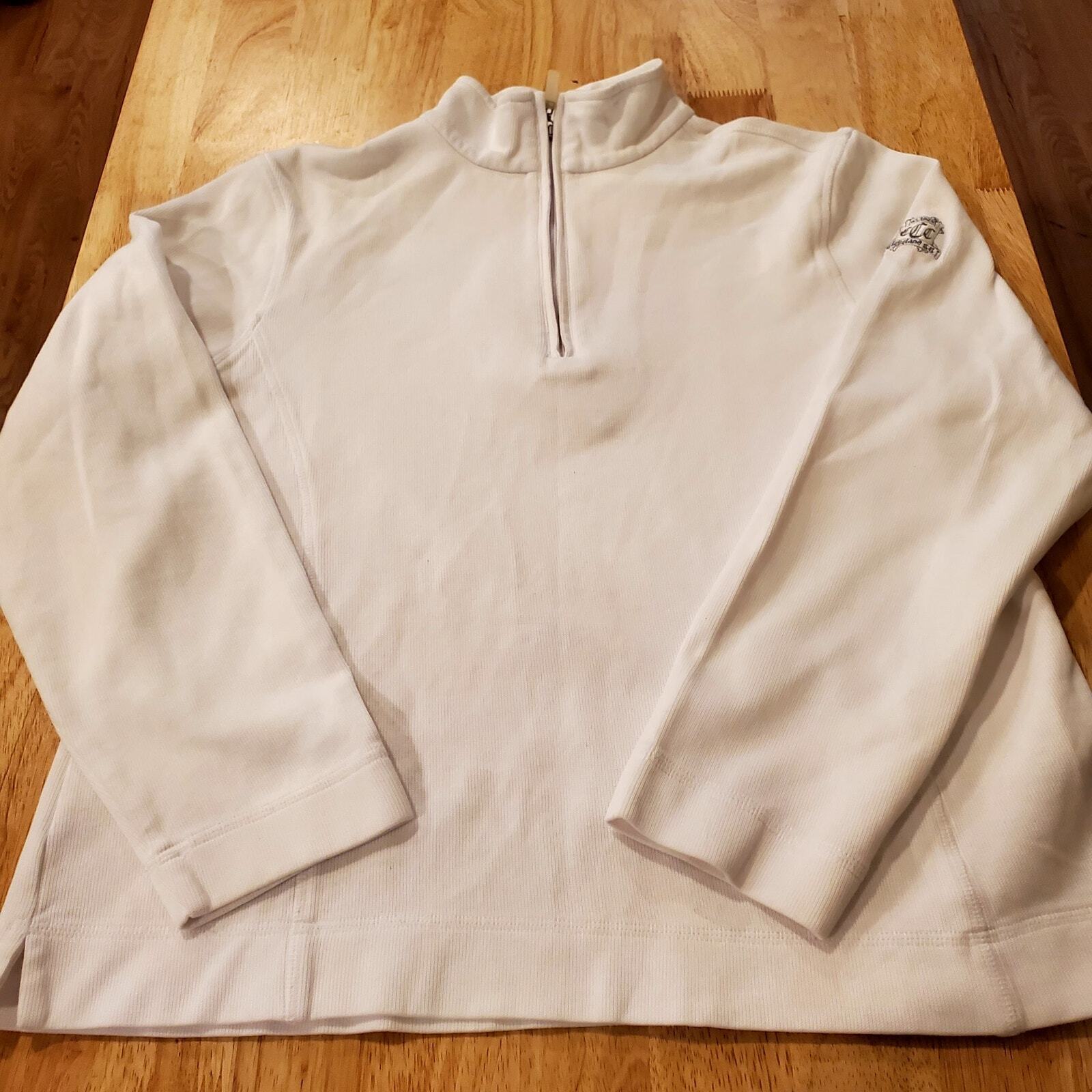 Cutter & Buck Large White 1/4 Zip Pullover Sweatshirt White Golf Highlands NC Lg