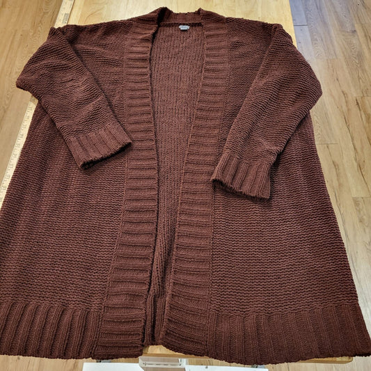 Aerie Chocolate Cheneille Soft Long Sleeve Medium Length Cardigan XS