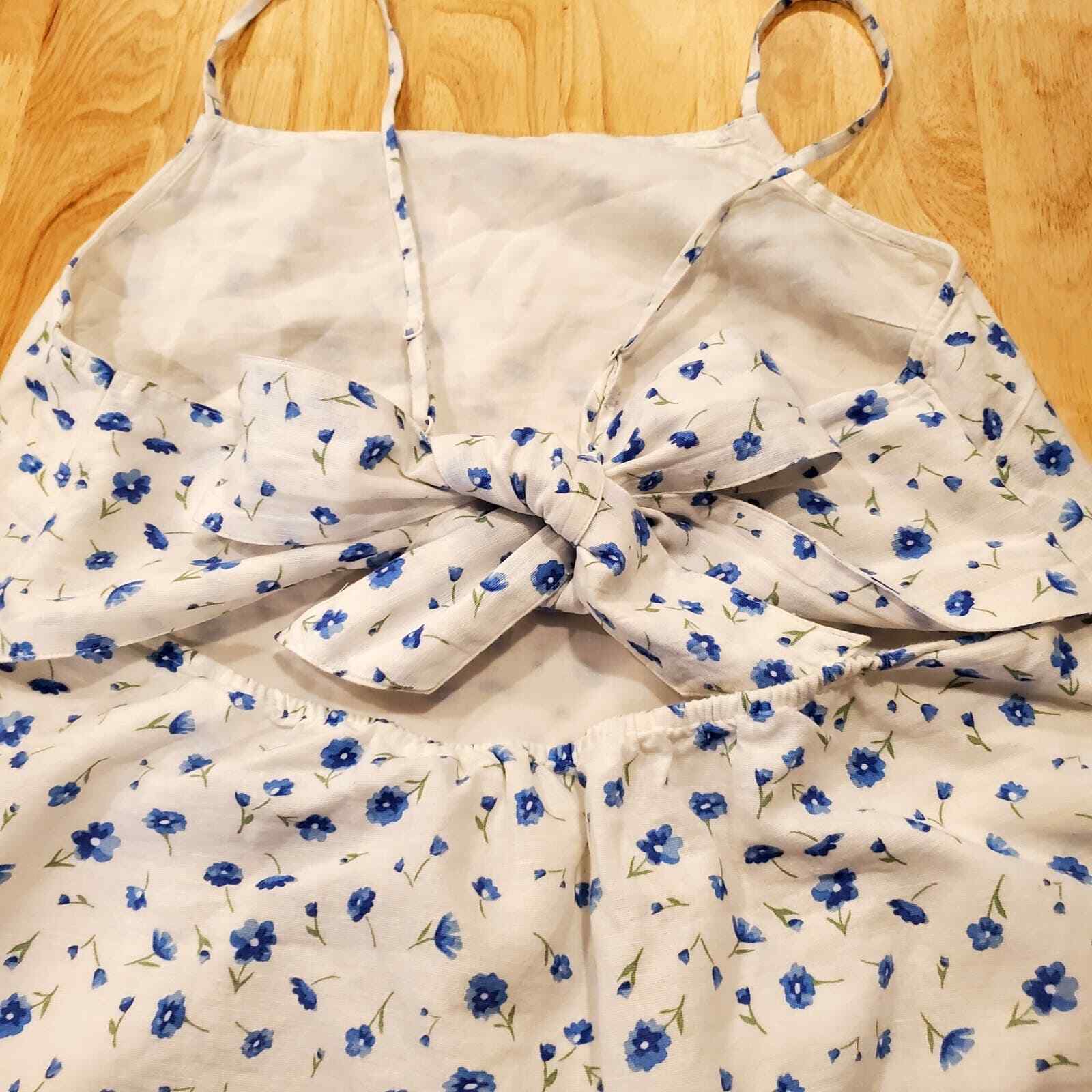 Cornflower White American Eagle Tie Back Dress Spaghetti Straps Knee Length 