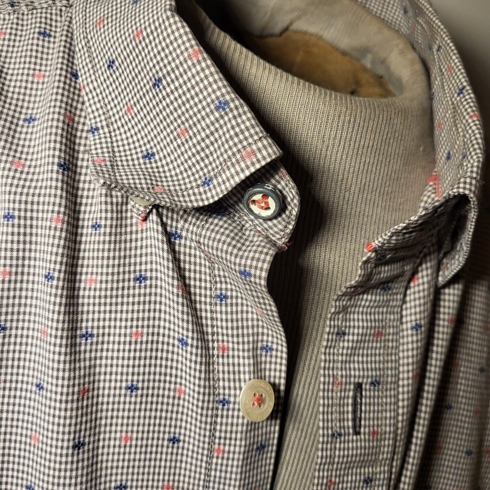 Tommy Bahama Jeans Blue Striped Cotton Shirt XL Collar Button Pocket