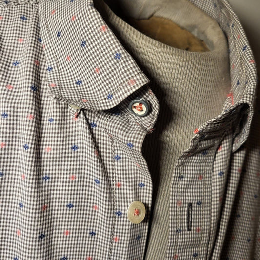 Tommy Bahama Jeans Blue Striped Cotton Shirt XL Collar Button Pocket