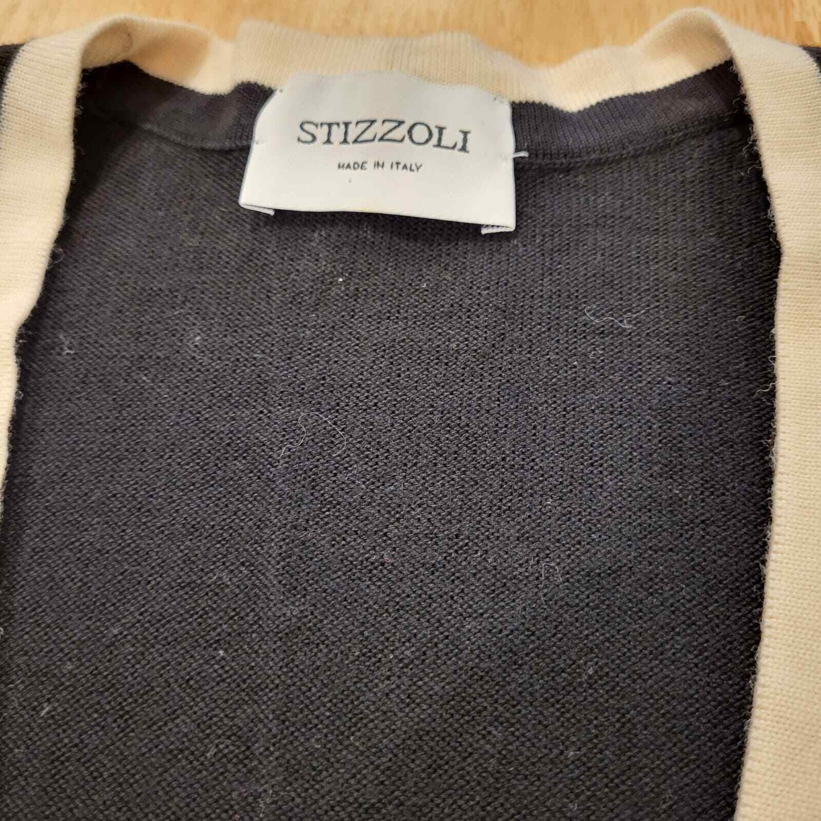 Stizzoli Made in Italy Wool Houndstooth Geometric Black and White Cardigan