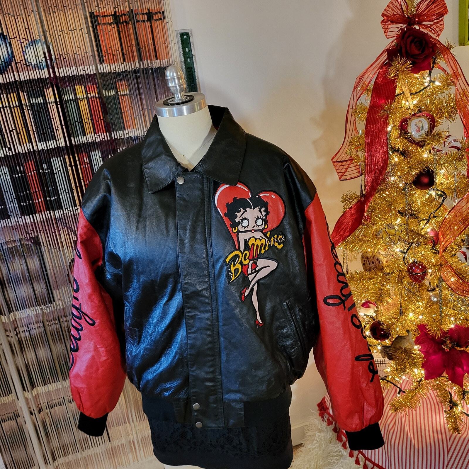 Betty Boop American Toons Vintage Leather 90's Bomber Jacket XL