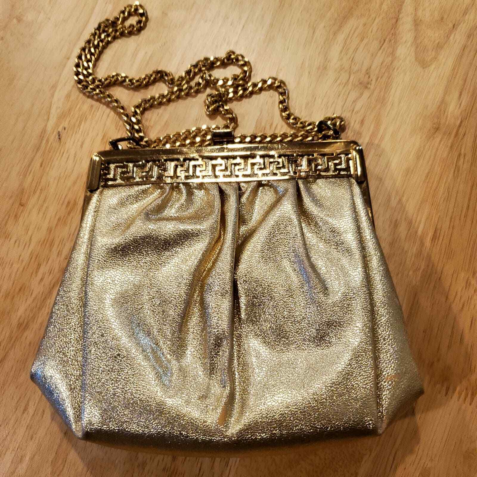 Vintage Gold Clasp Purse Chain Strap Attached Coin Purse