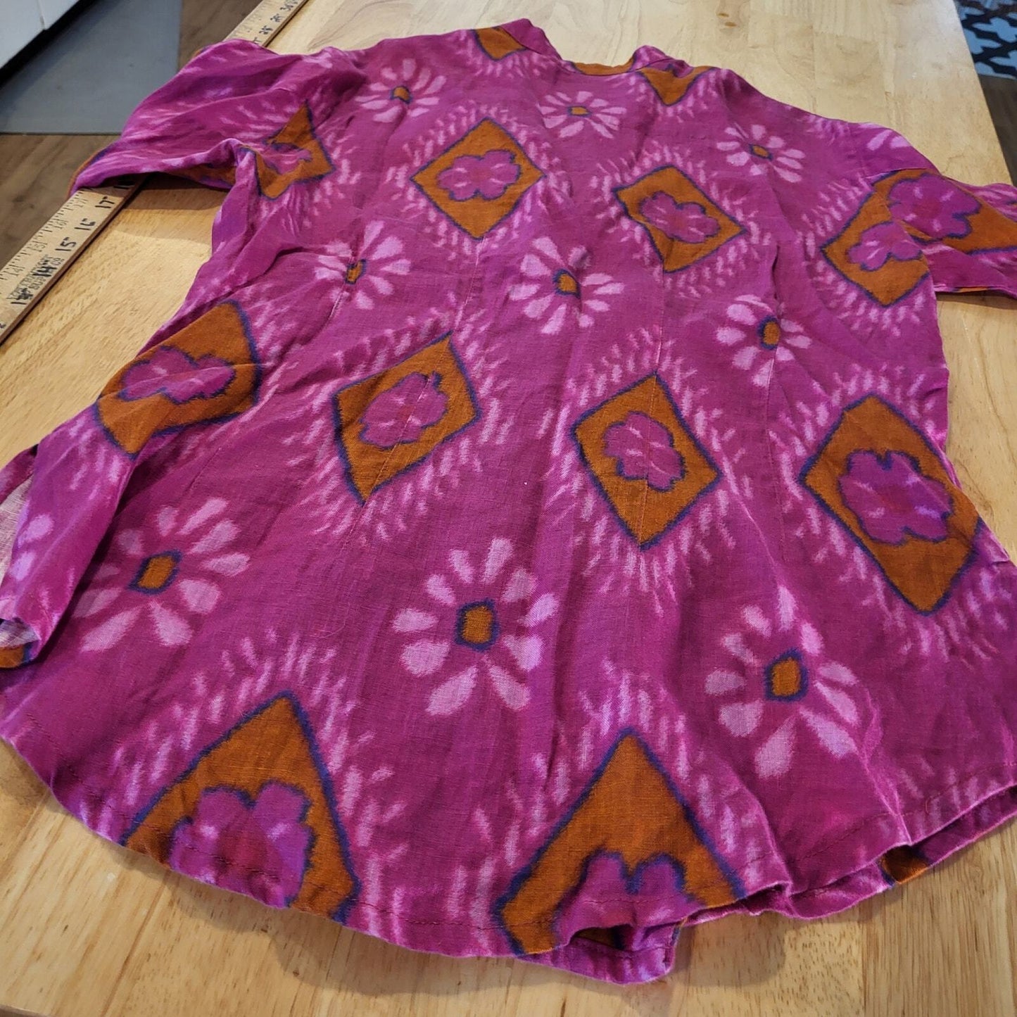 Bitte Kai Rand Batik Dyed Pink Double Breasted Button Blouse 18" Pit 2 PIT Small
