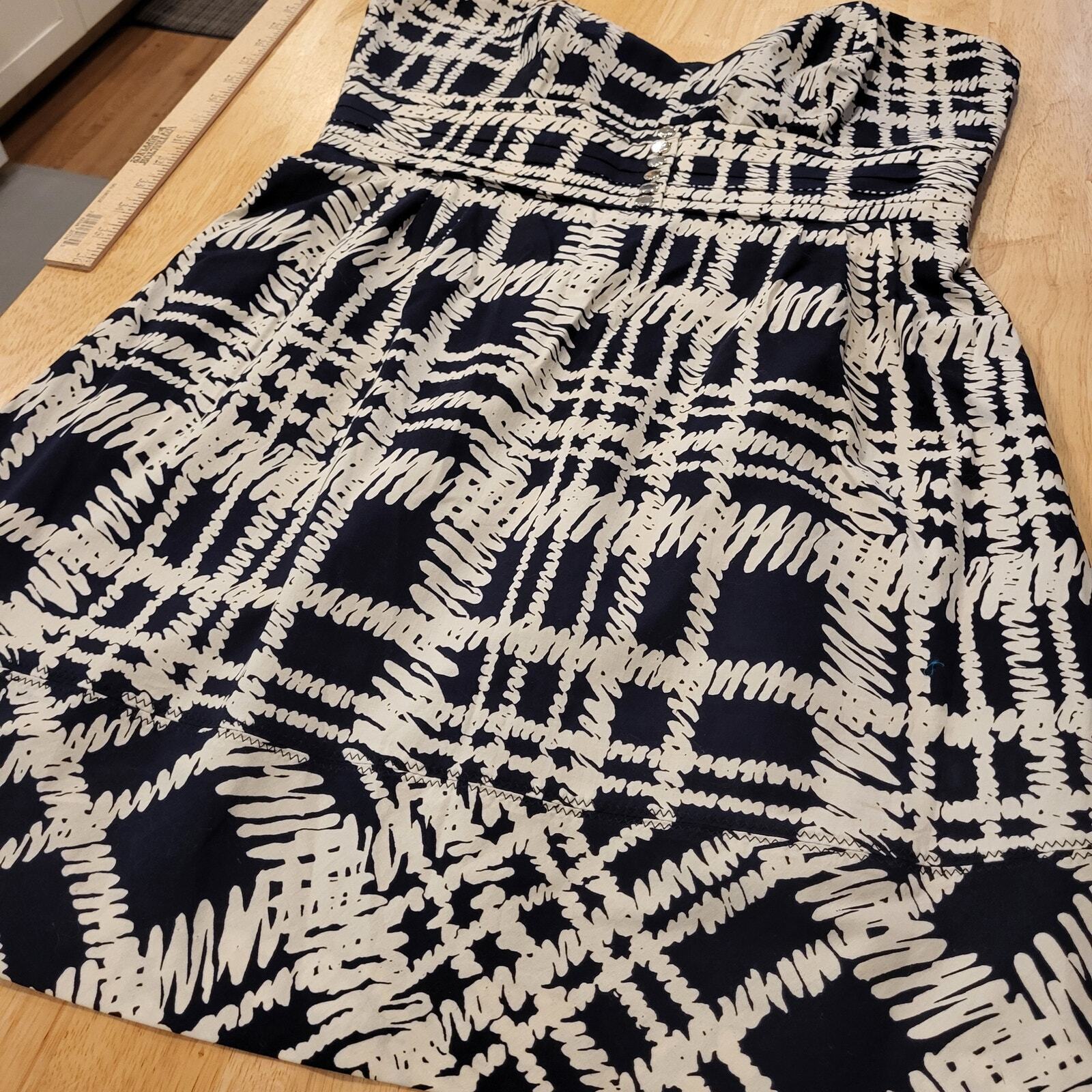 Karen Millen England Black & White  Checked Strapless Sweetheart Mini Dress 12
