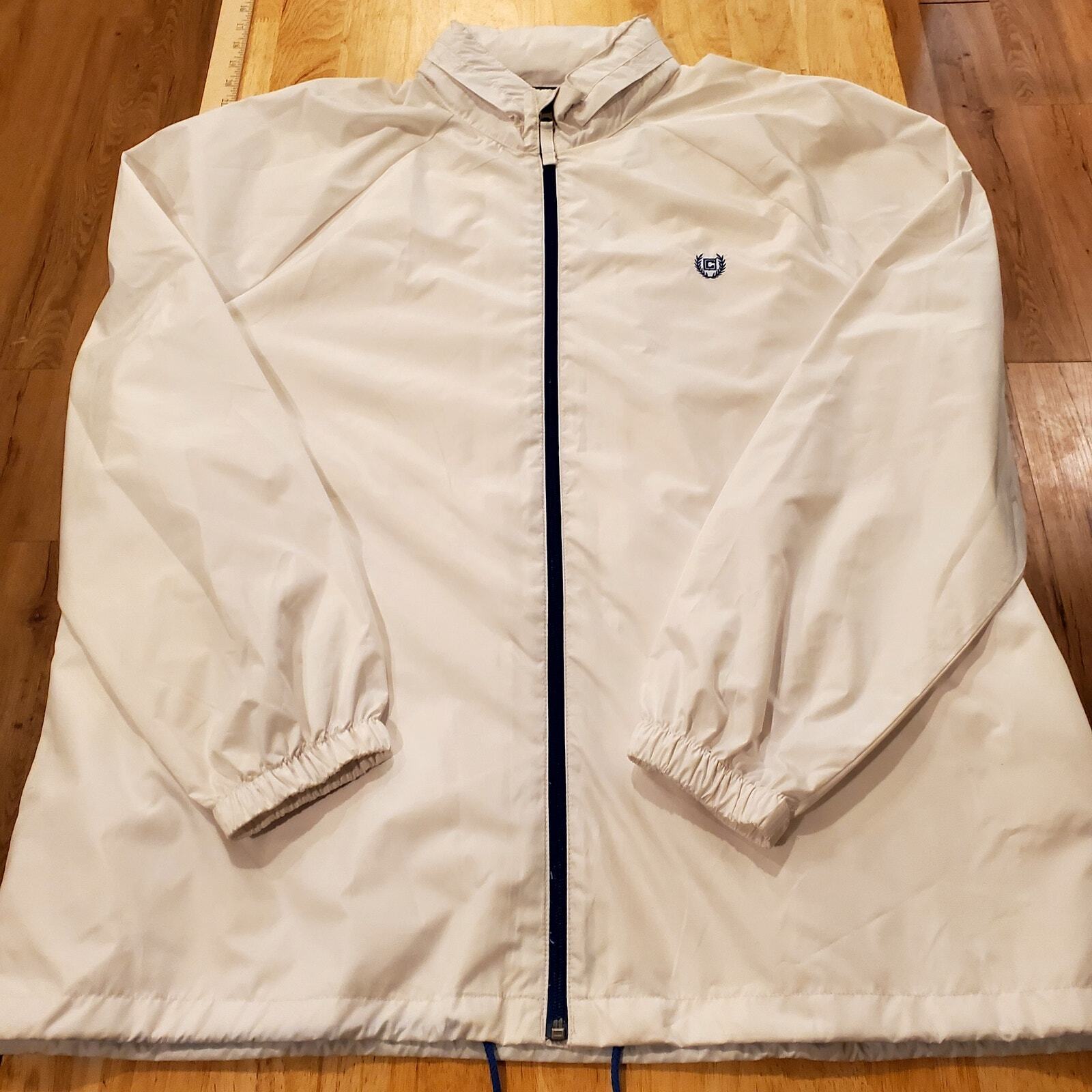 Chaps Sports Full Zip White Hidden Hood Wind Breaker XXL