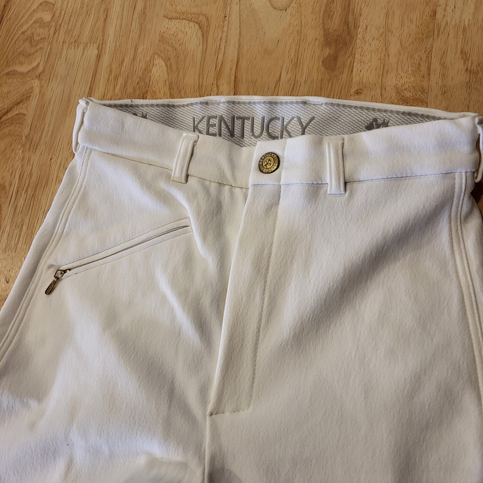 NWT Kentucky White Riding Pants Leather 26"waist 26" inseam