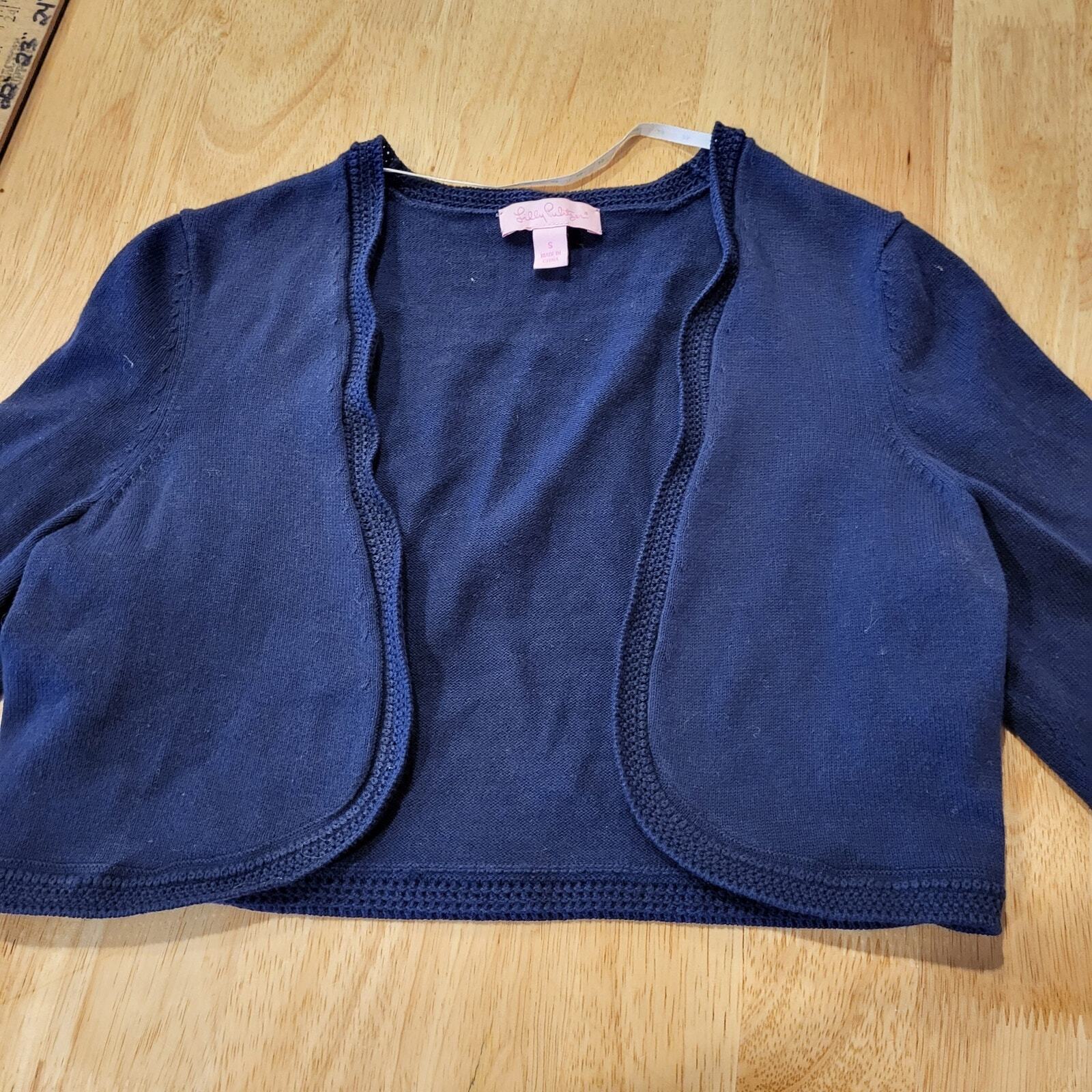 Navy blue small Lilly Pulitzer Bolero sweater 100% Cotton knit 