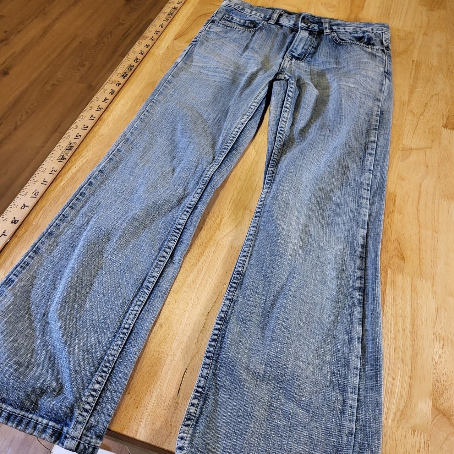 Helix Iron Cross Pocket Slim Boot Cut Jeans 10 Y2k 90's Vintage Goth Punk Emo