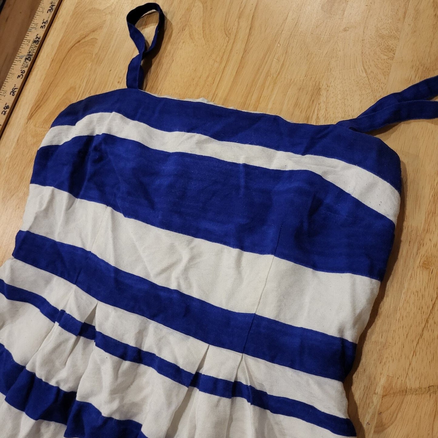 Ann Taylor Loft Blue & White Size Six Strappy Knee Dress 16" P2P 14" Waist