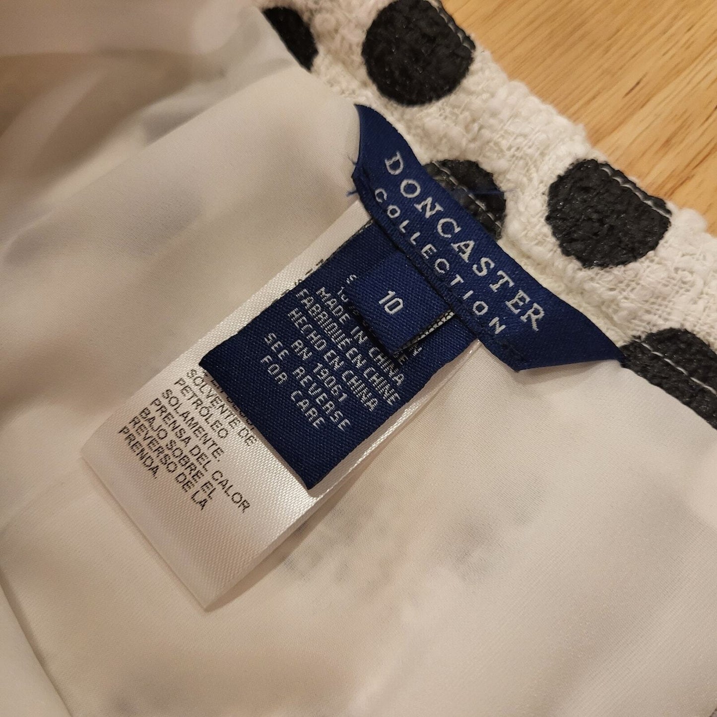 Nwt Doncaster Black & White Polka Dot Pencil Slit Skirt Incredible Quality SZ 10