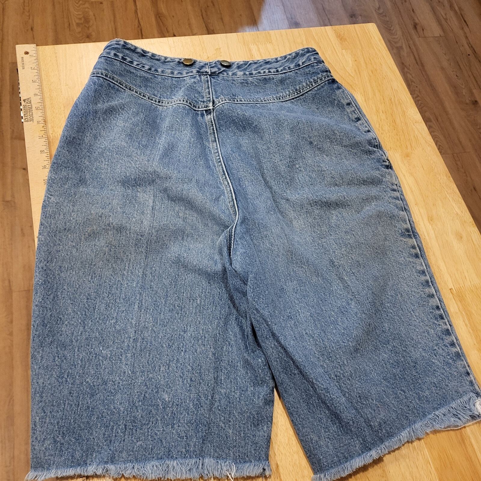 Vintage Fabrizio Sportwear 90's Denim Yoke Jean Shorts Cutoff Suspender Button