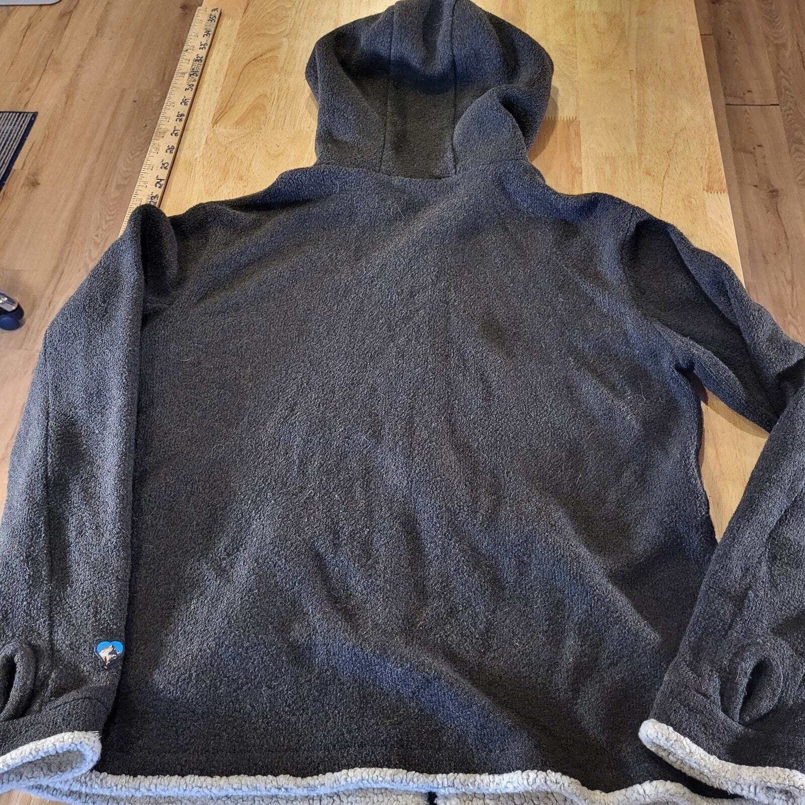 Kuhl Alfpaca Fleece Brown Hooded Zip Up Front Pockets 
