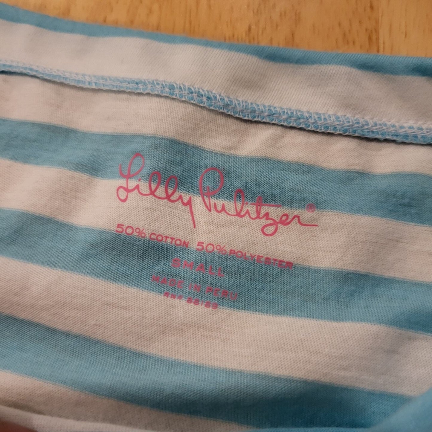 NWT Lily Pulitzer  blue white striped seahorse gold sequin embellishment 