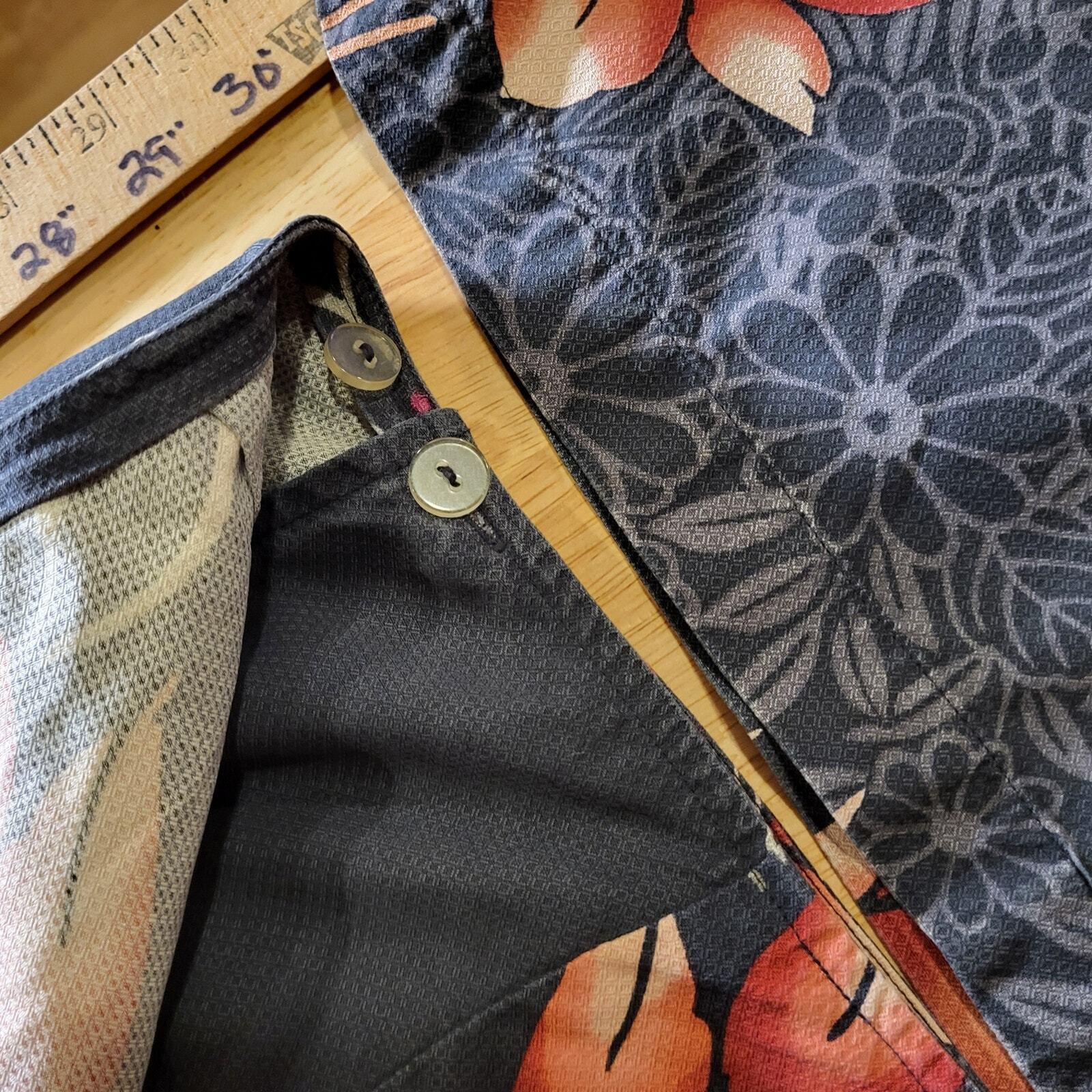 Tommy Bahama 100% silk Hawaiian pink charcoal Floral tie straight collard set