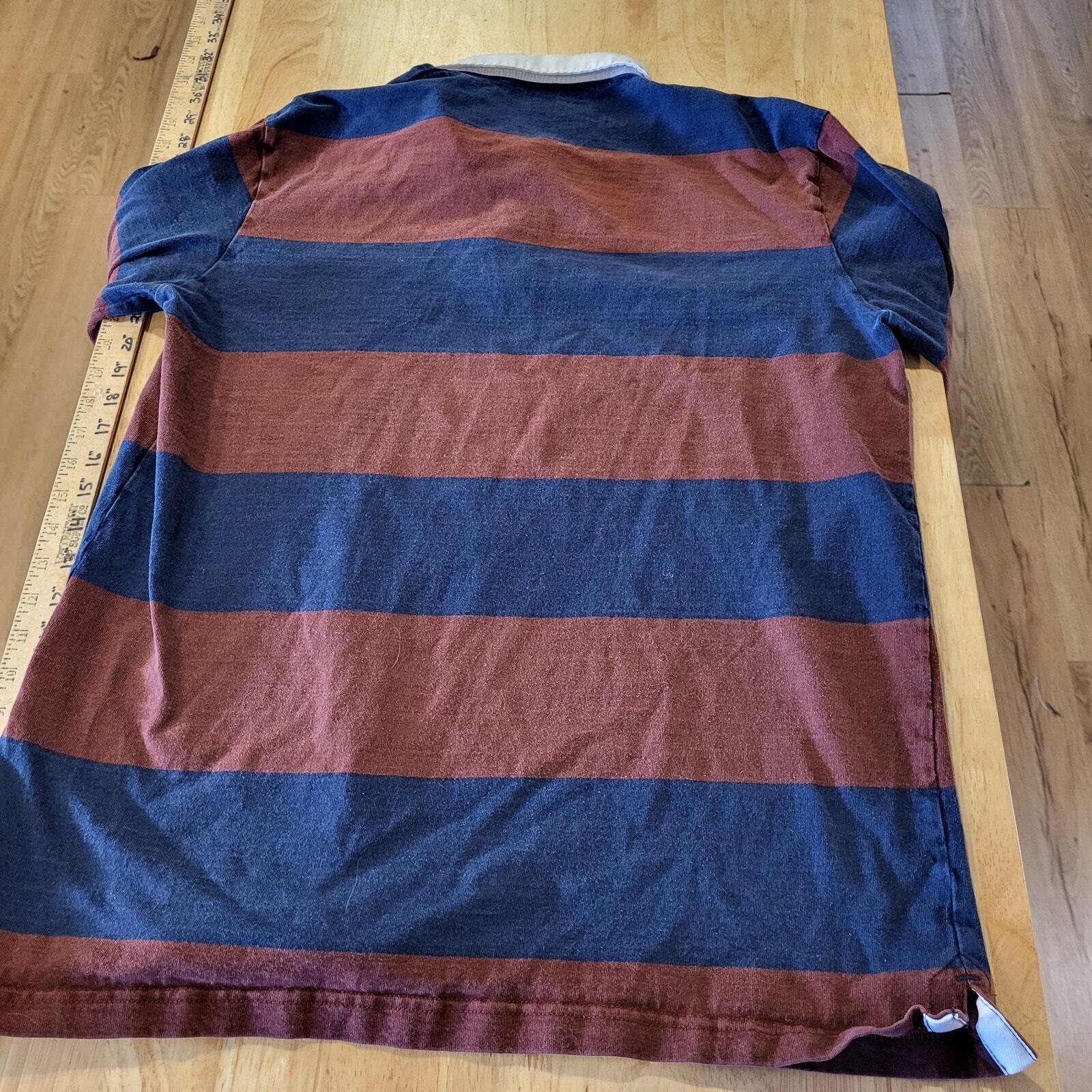 Psycho Bunny Maroon & Blue Rugby Shirt White Collar Logo (see bleach marks) 