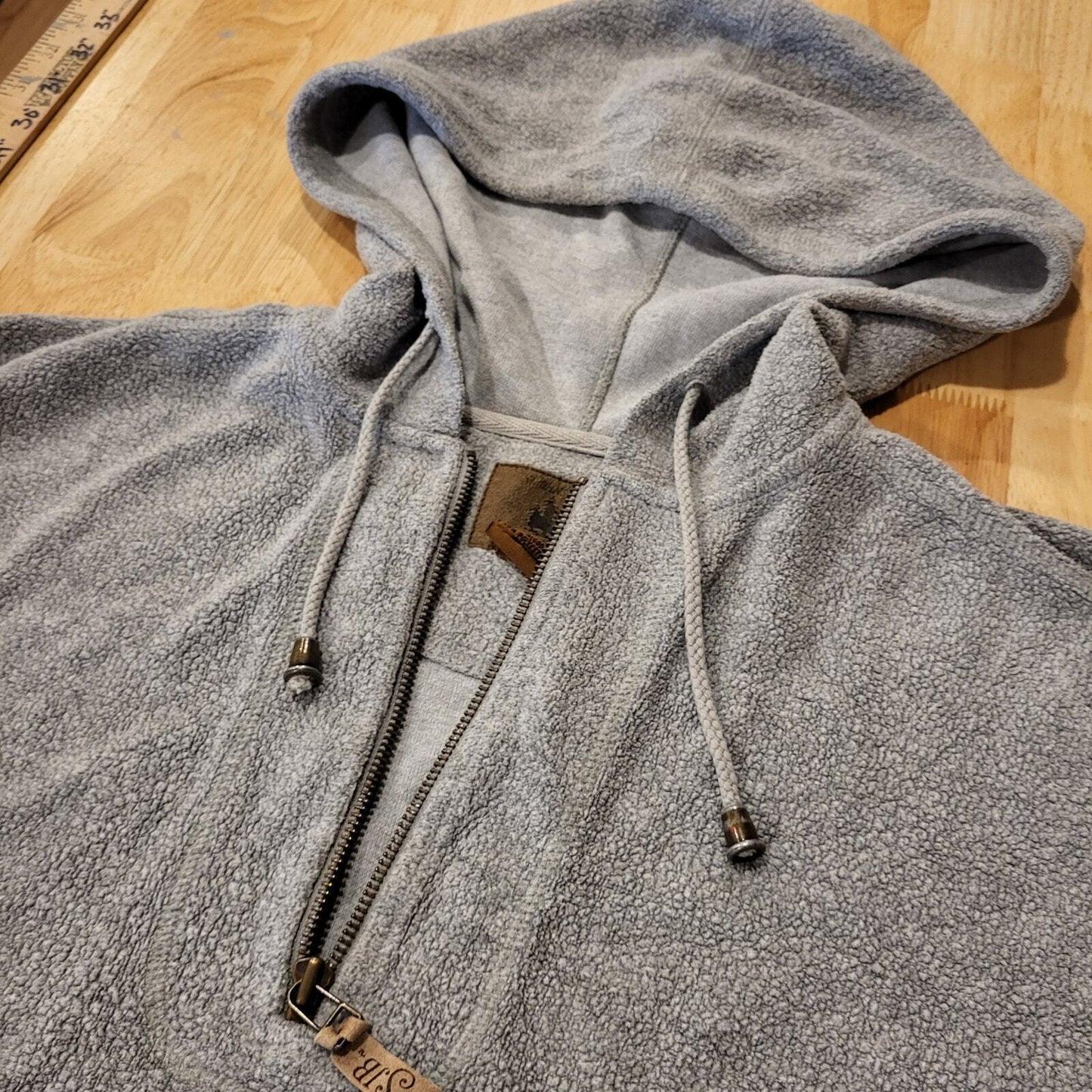 Heather Gray St. John's Bay Cotton Blend 1/4 Zip Hoodie Pocket Small 22" P2P