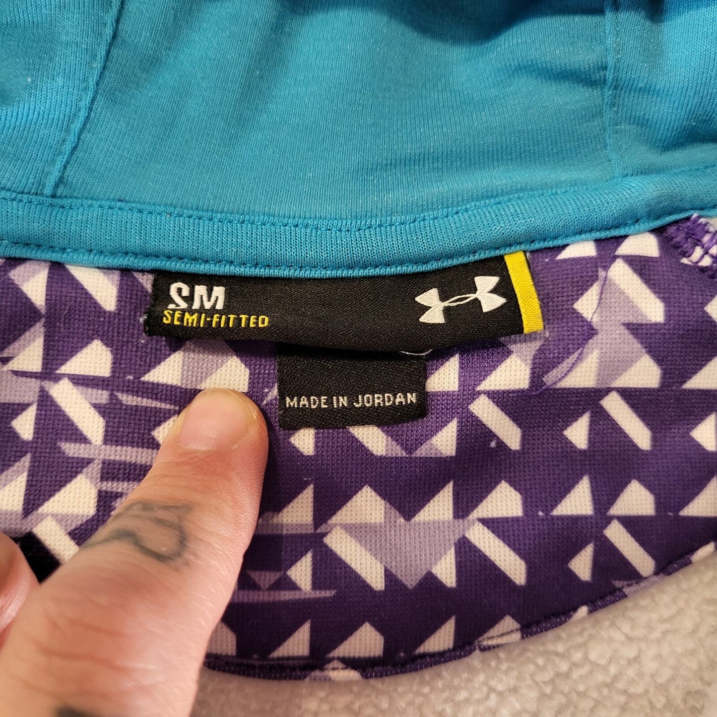 Under Armour Semi-fitted Purple Geometric Print Full Zip Hoodie Small 