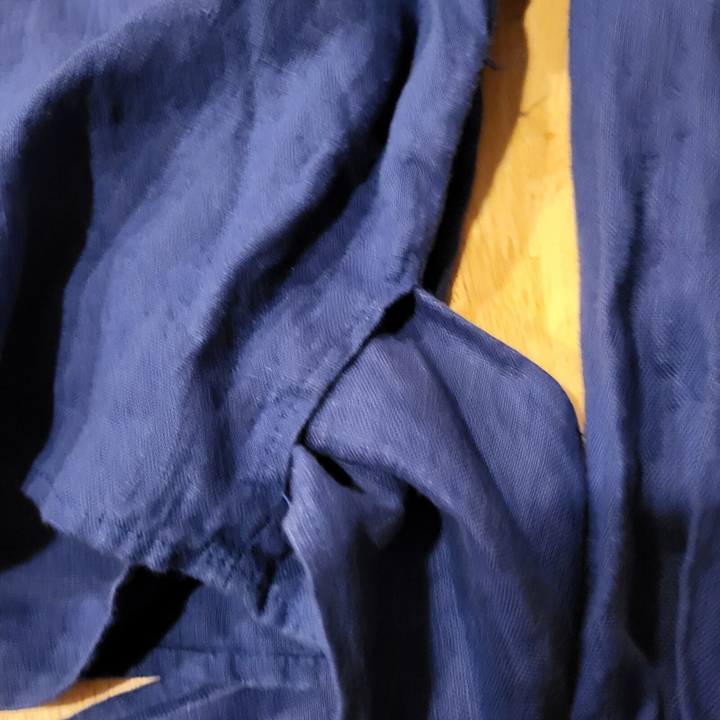 R. G. Kane Rosie Wrap Blouse Blue XS 100% Linen Made in USA 18" P2P