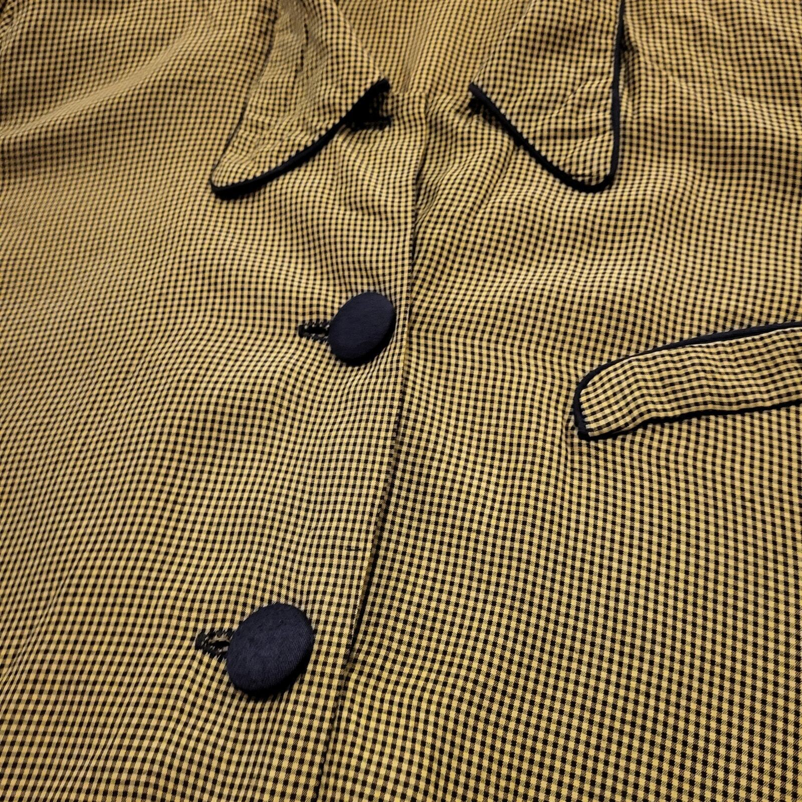 Vintage Cftc Studio Black and Yellow/green Check A-line Button Down Collared Top