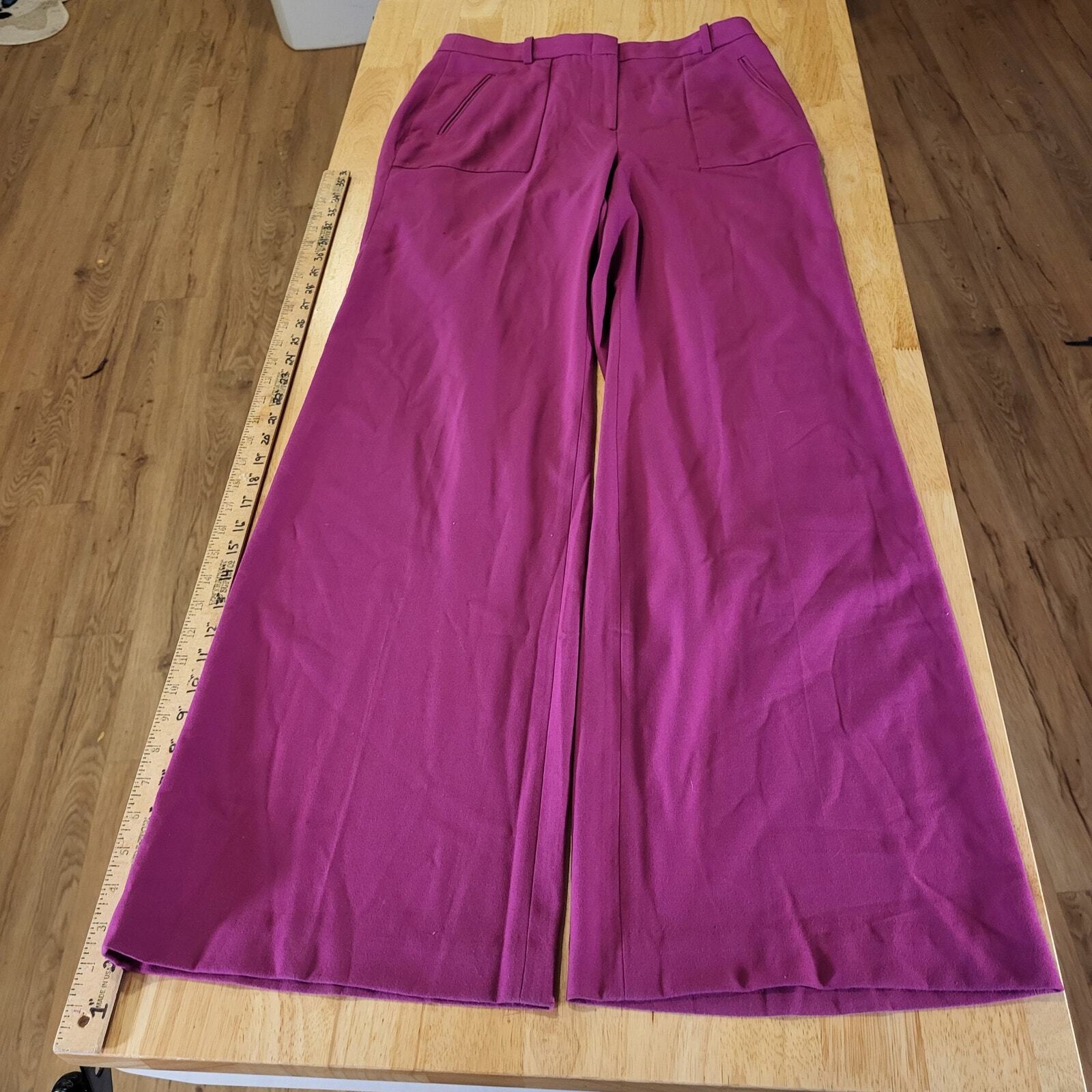 BCBGMAXAZRIA Medium Pink Wide Leg Flat Front Trouser Pants Pockets 
