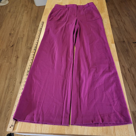 BCBGMAXAZRIA Medium Pink Wide Leg Flat Front Trouser Pants Pockets 