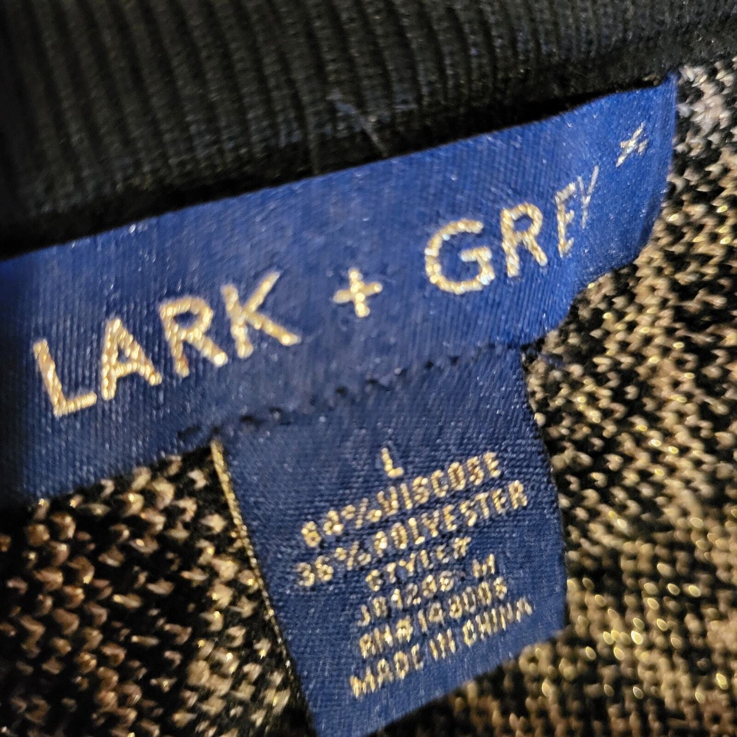 NEW With Tag Lark + Gray Knit Black & Gold A-line Skirt Stretch Viscose Metalic