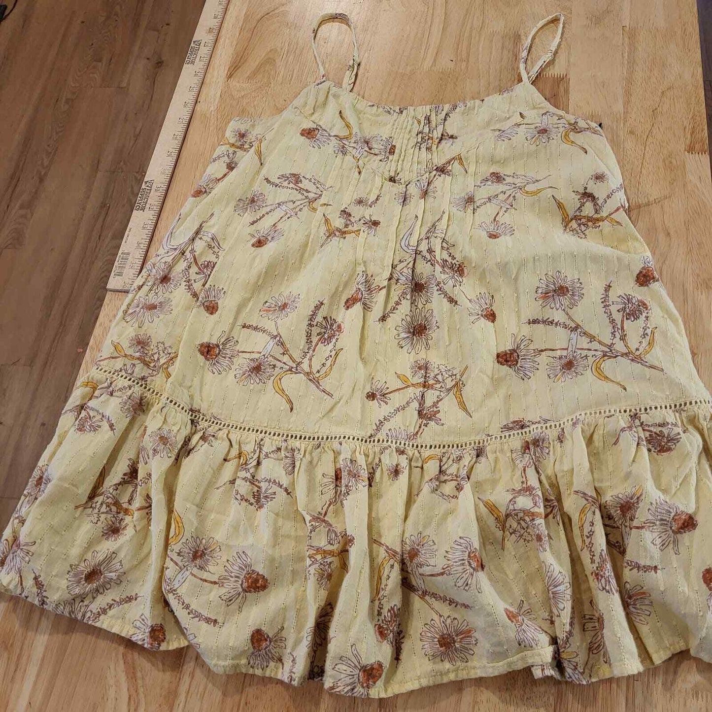 Yellow Urban Outfitters Floral Spaghetti Strap Dress Short
