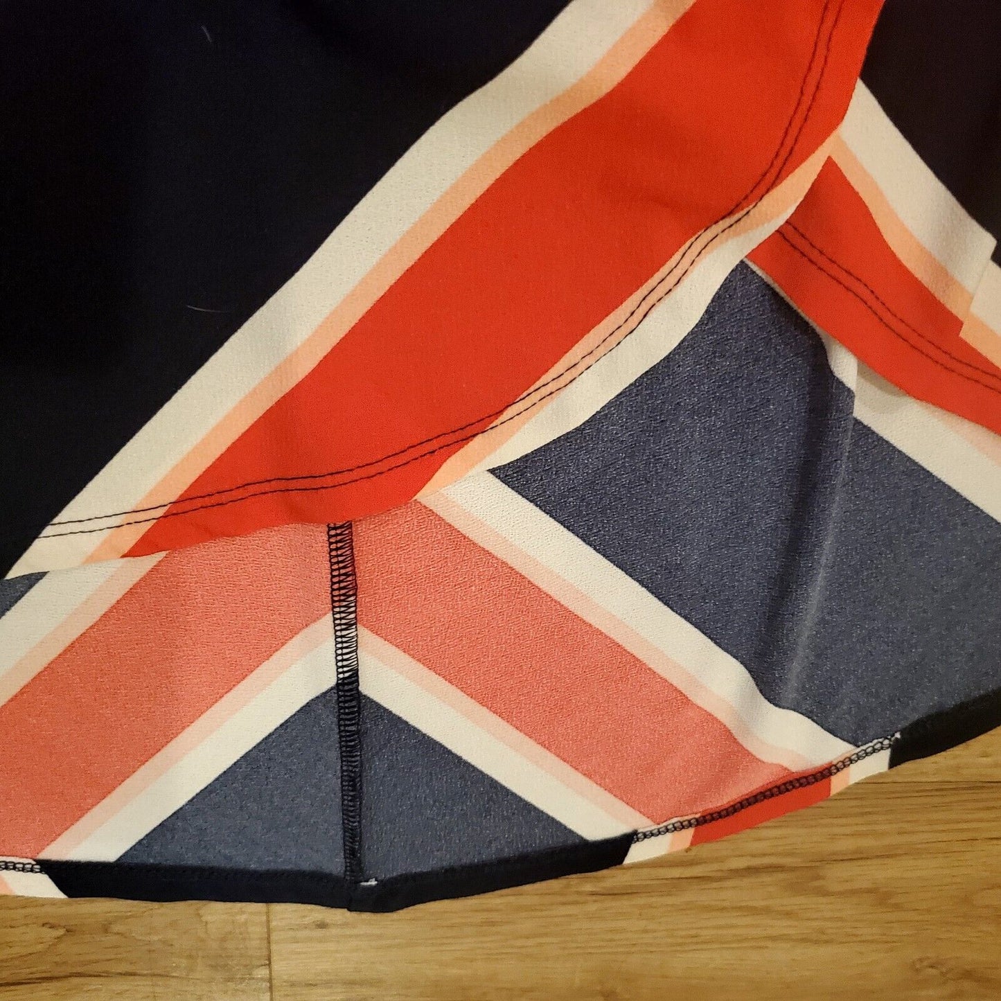 Express Red White & Blue Stripe Wrap Style Dress Small Knee Sleeveless Jersey 