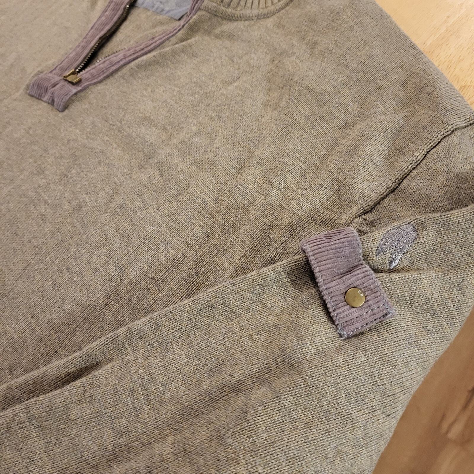 XXL Cutter & Buck Pull over 1/4 Zip Brown Sweater Contrast Collar 