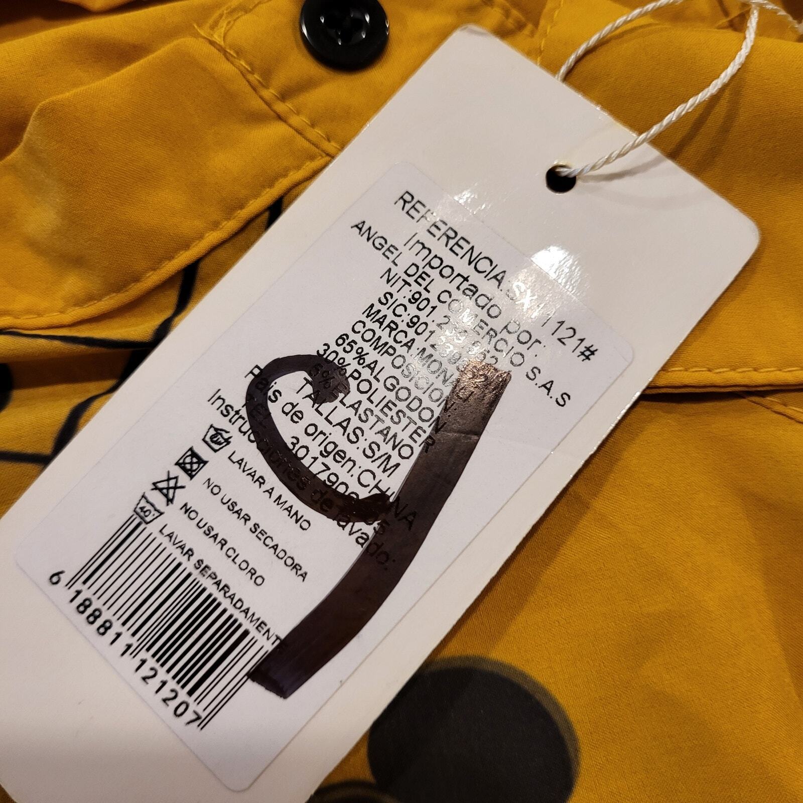 NWT Monali Yellow Cotton Mickey Mouse Blouse Tie Front Collared Button Down 