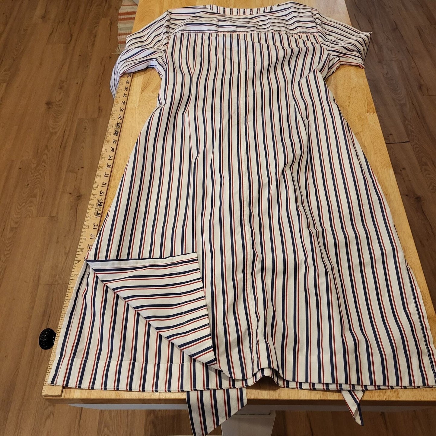 Thomas Mason for J. Crew Red, White, & Blue Striped Shirt Dress 12 100% Cotton