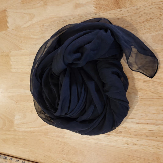 Badgley Mischka Sheer Silk Black Rectangular Scarf 86" long 25" 