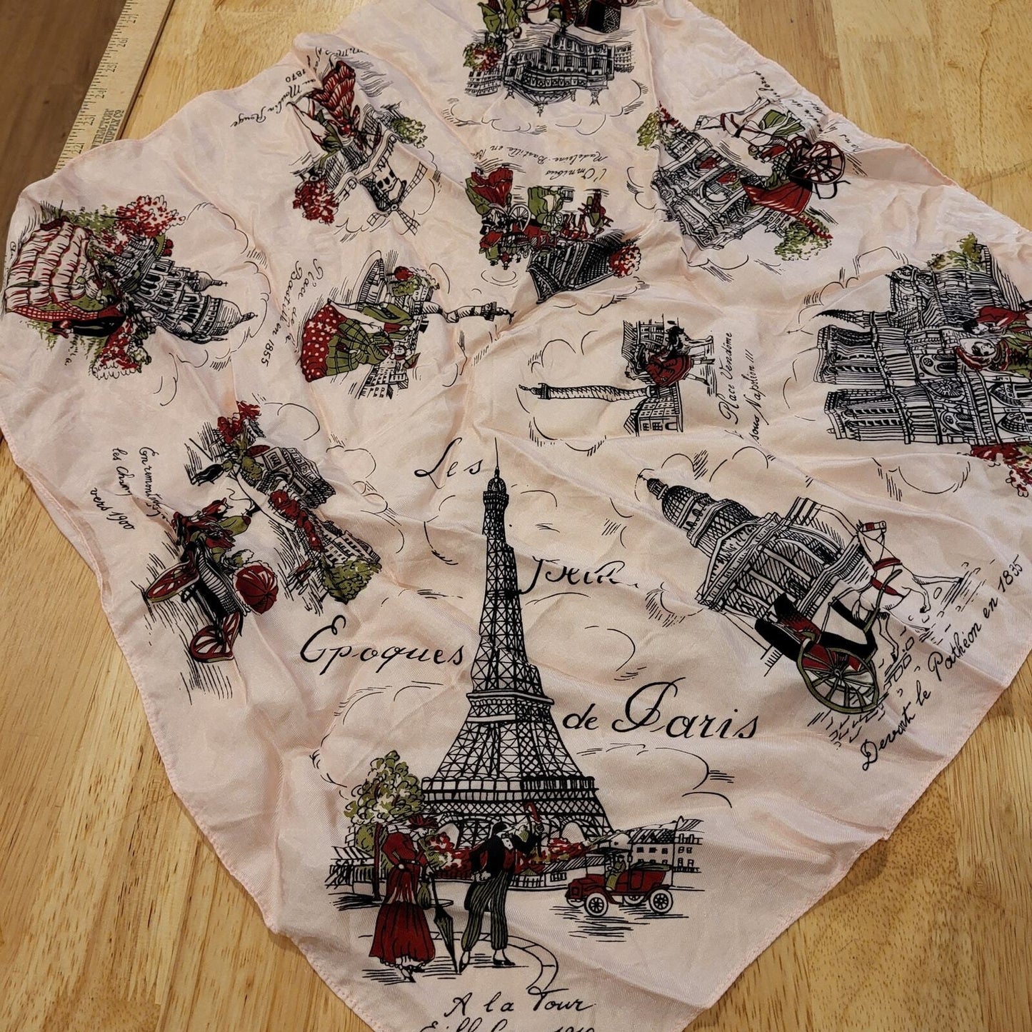 Pink Paris landmarks scarf 20"x20"