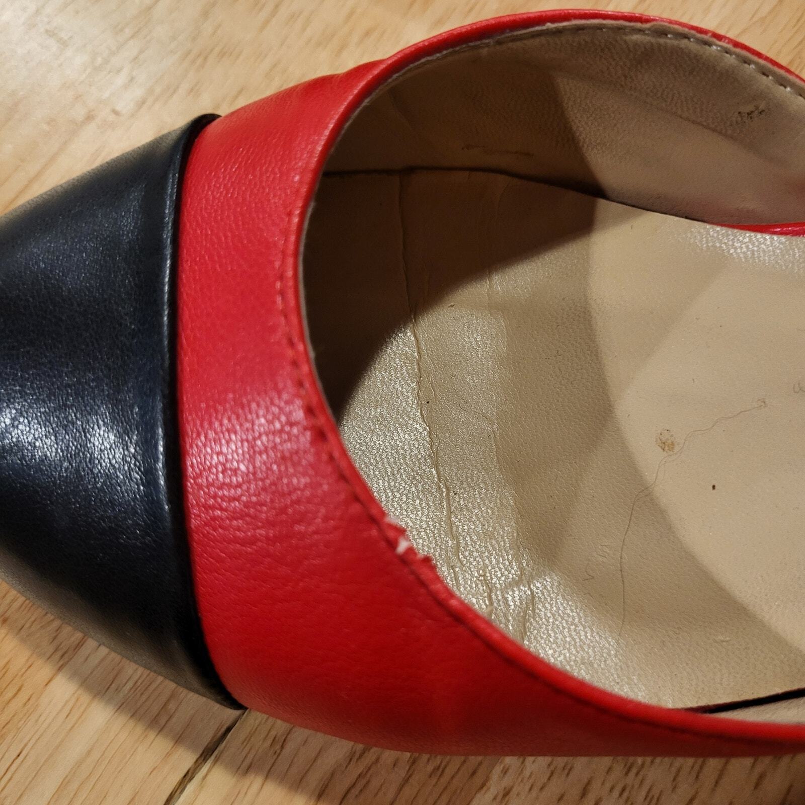 FSJ Red & Black Sling Back 1.5" Block Heel Strappy Round Toe Dance size 9 10"