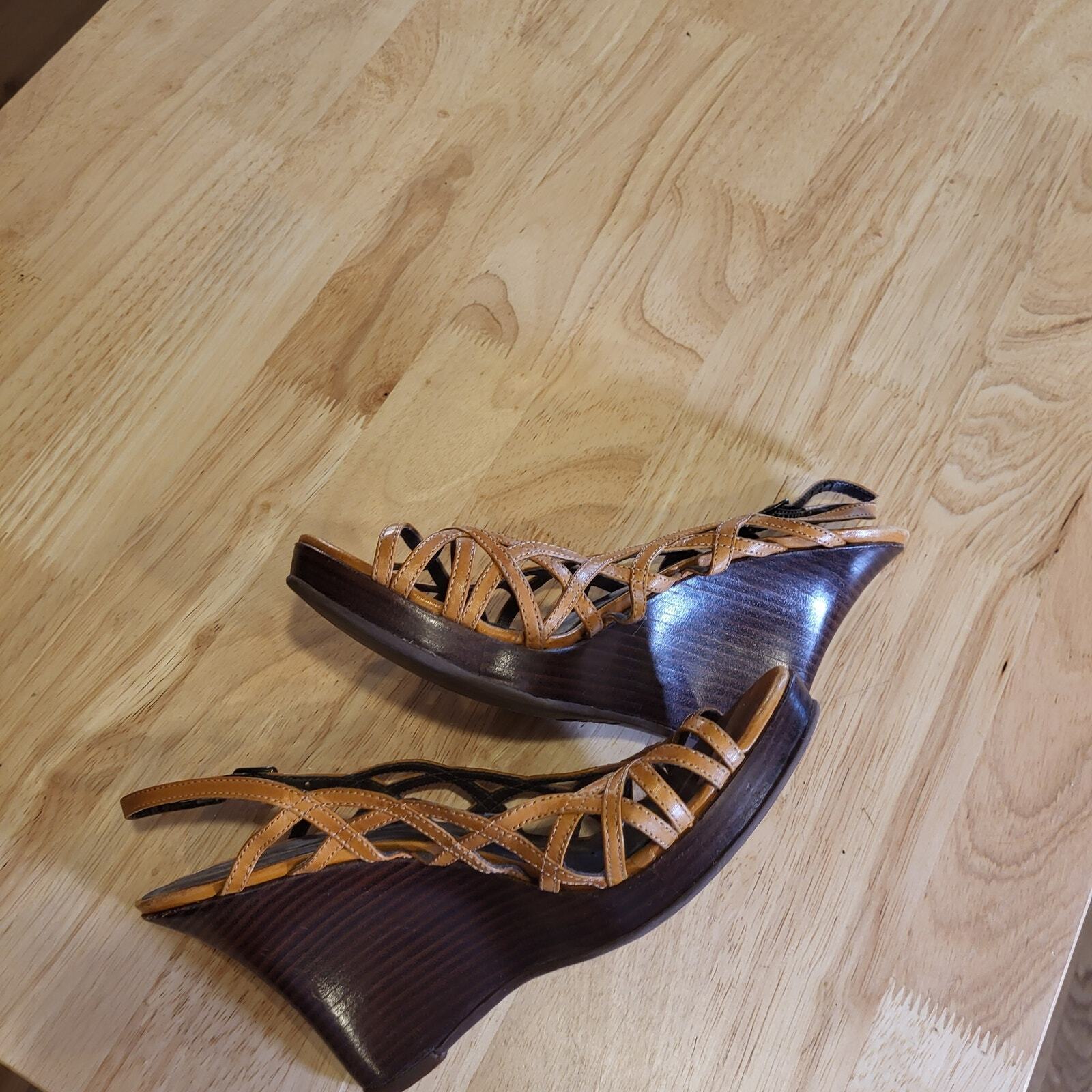 Light Brown Strappy Wedge Aldo Shoes Sling Back Size 8