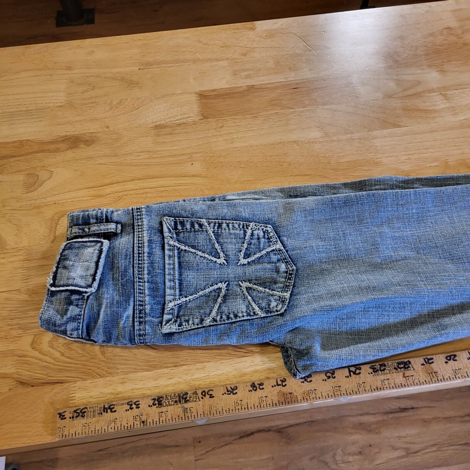 Helix Iron Cross Pocket Slim Boot Cut Jeans 10 Y2k 90's Vintage Goth Punk Emo