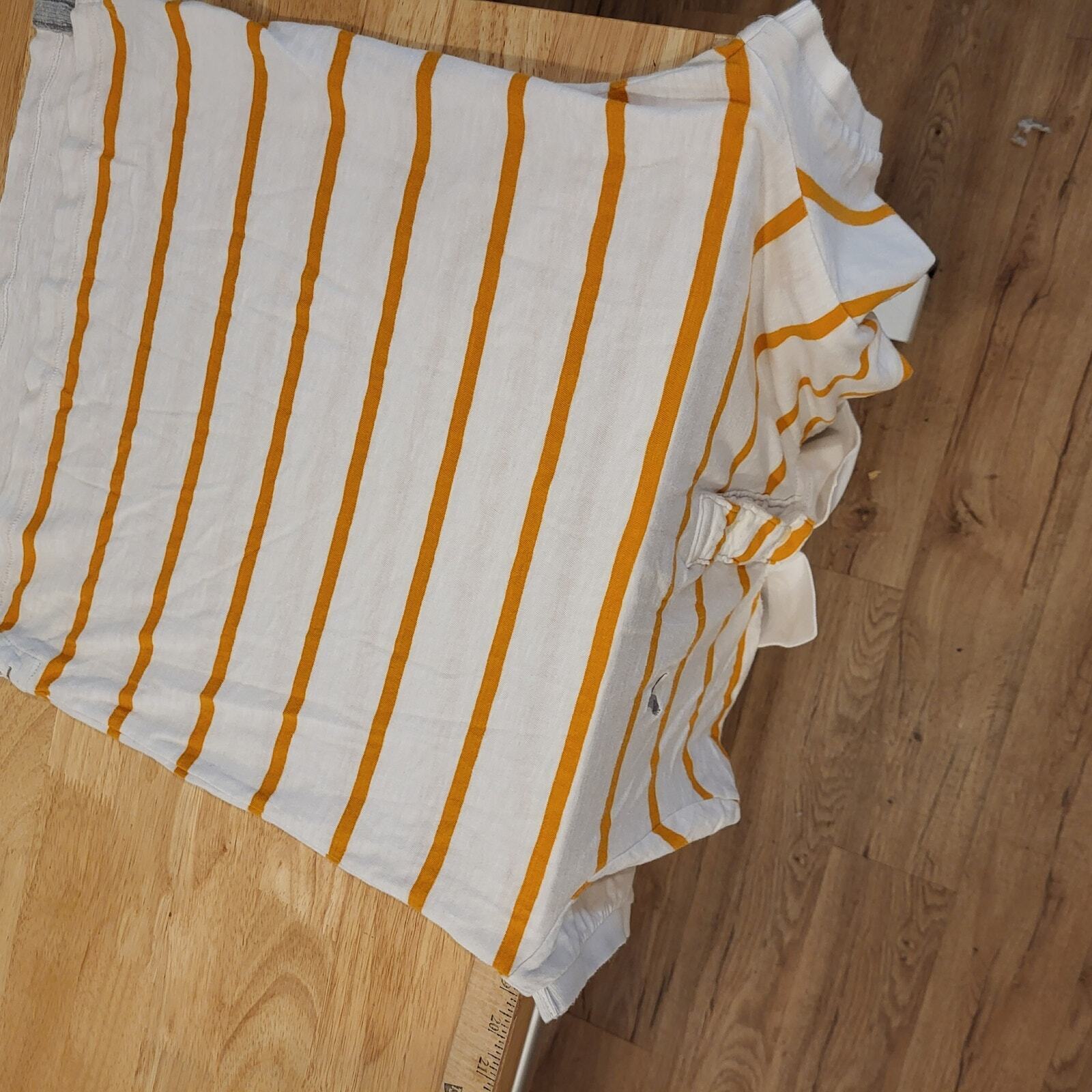 American Eagle Outfitters XS Polo Orange Striped White Collared Short Sleeve