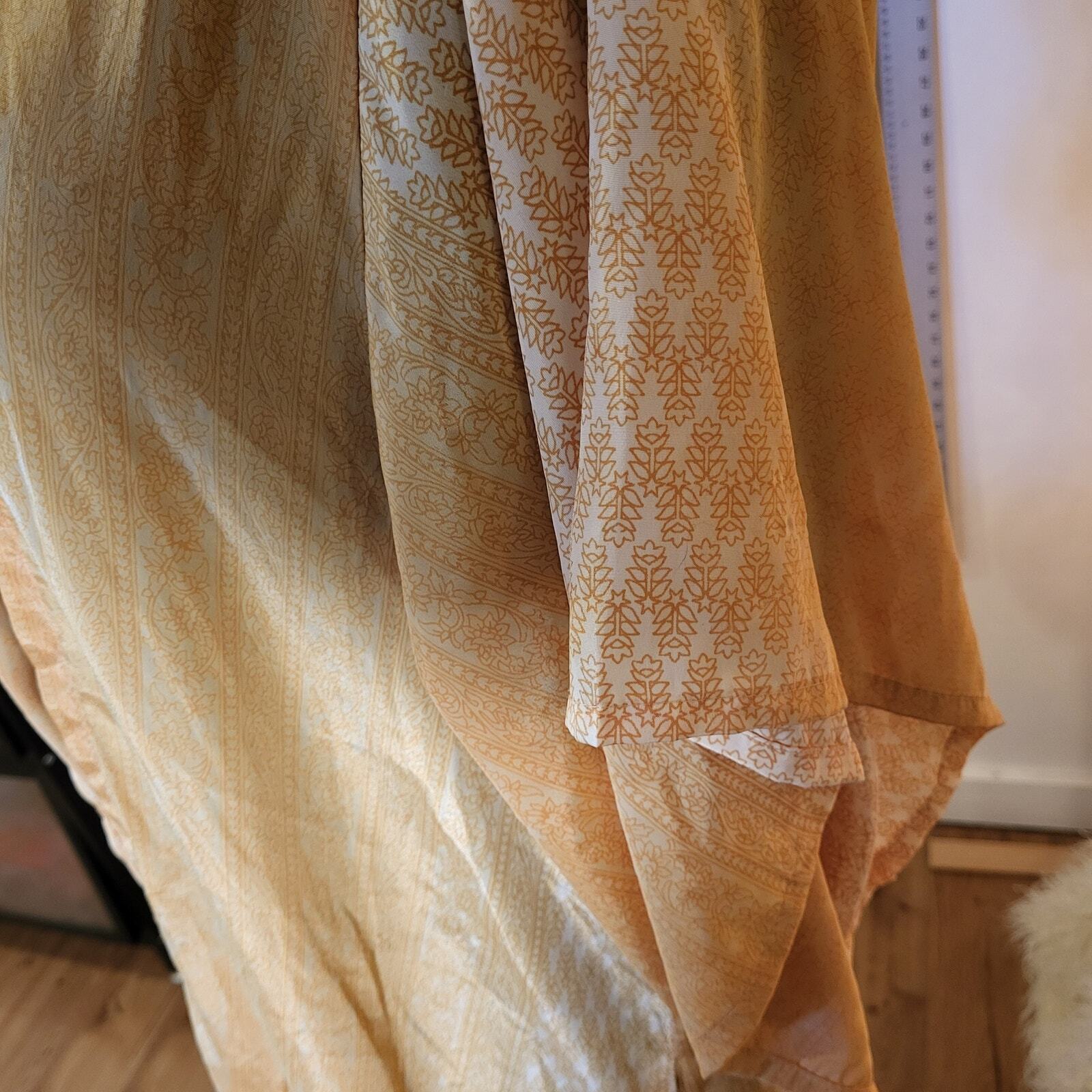 Silky Gold Bohemian Coverup Robe Pockets Long 