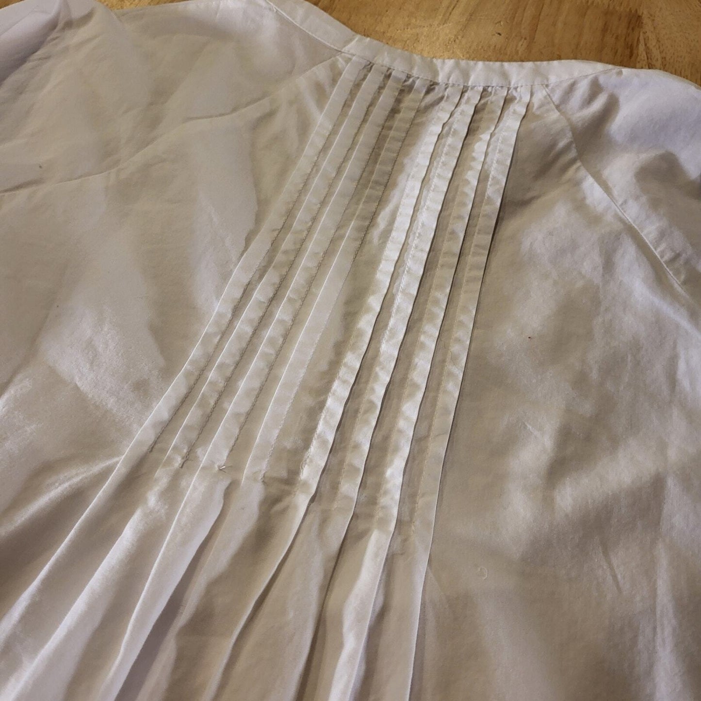 Soft Surroundings White Eyelet Cotton Blouse Pintuck Pleat 3/4" Sleeve XS 